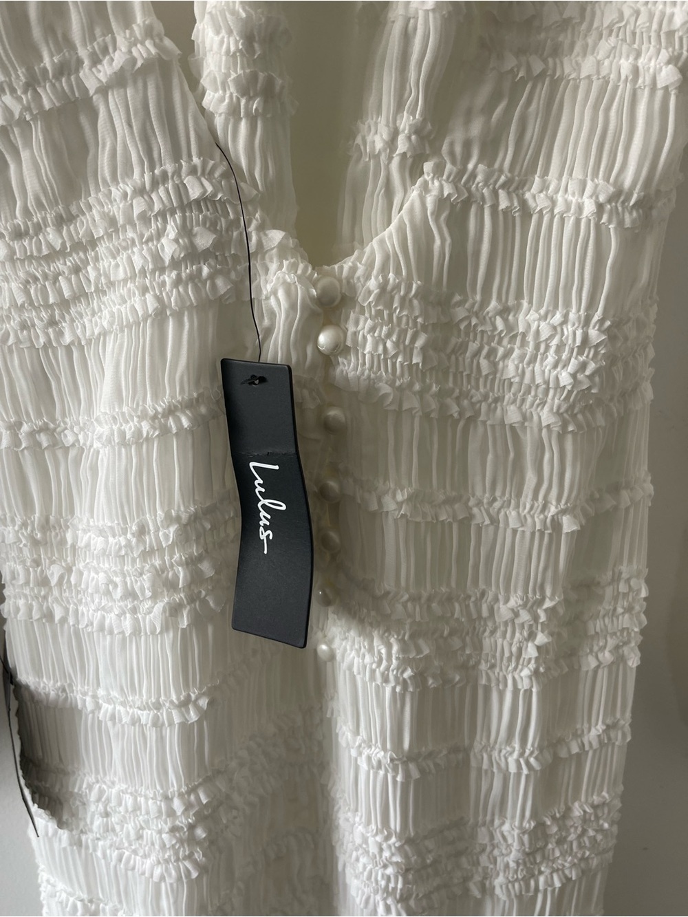 Lulus Exemplary Romance White Textured Backless Trumpet Maxi Dress XS NWT - Picture 9 of 11